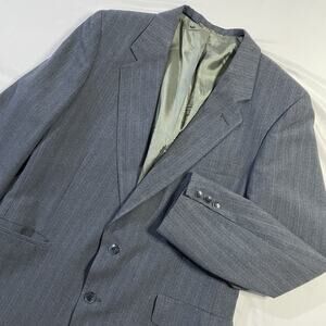 Vintage Levi’s Business Class Gray Pinstripe Blazer Sport Coat Mens 42L USA Made